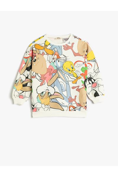 Koton Hanorac Looney Tunes, cu licență, cu mânecă lungă, decolteu, bumbac