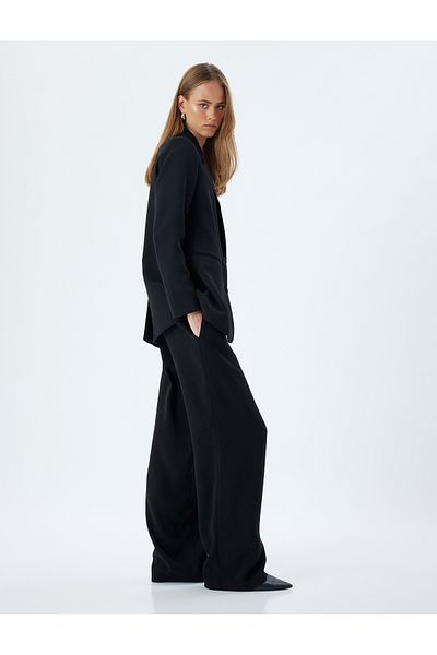 Koton Pantaloni cu picioare largi, talie elastică, talie standard cu buzunare