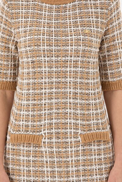 U.S. Polo Assn. Kadın Camel Bisiklet Yaka Triko Elbise 50293076-VR015