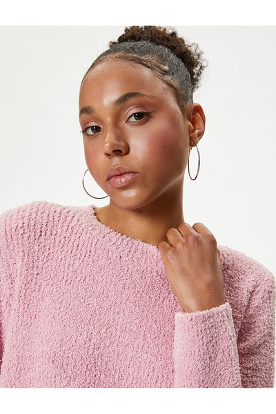 Koton Soft Textured Crew Neck Knitwear Sweater - Long Sleeve