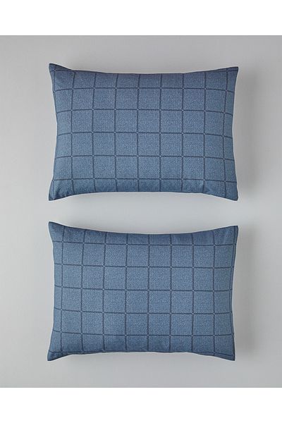 English Home Μαξιλαροθήκη 2 τεμαχίων Navy Blue - Easy Ironing, Textured Check 50x70 cm