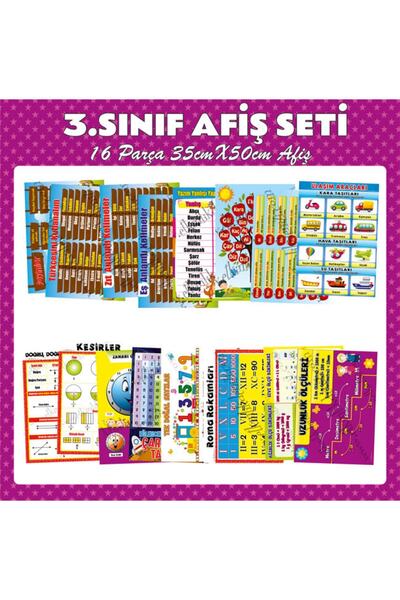 Etkinlikdenizi 3.sınıf Ders Afişi Seti (16 PARÇA)