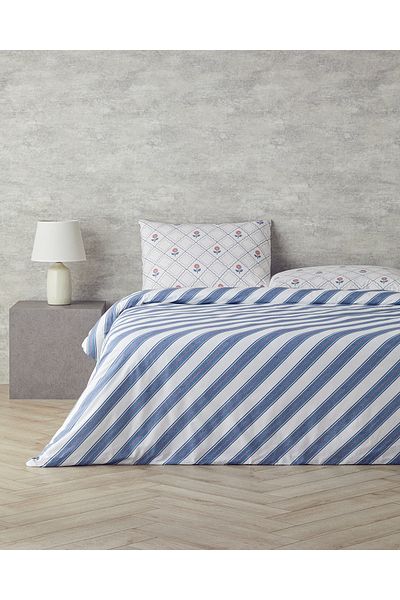 English Home Set cuvertură de pilota Ornament Blossom Cotton King Size 240x220 cm Albastru - Roz