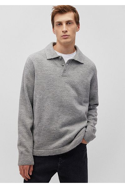 Mavi Polo Neck Gray Sweater Loose Fit / Loose Relaxed Fit 0710232 -80018