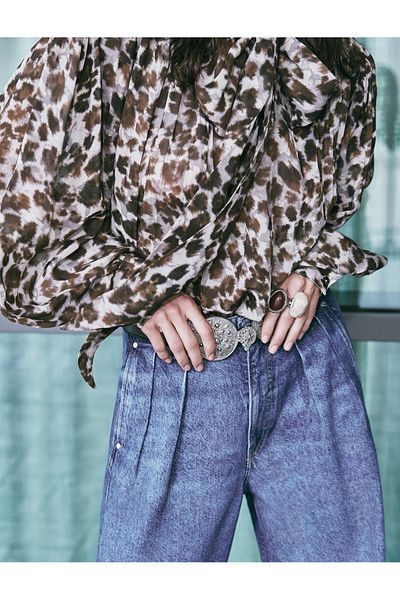 Koton Leopard Print Šála Límec Šifonová halenka s dlouhým rukávem