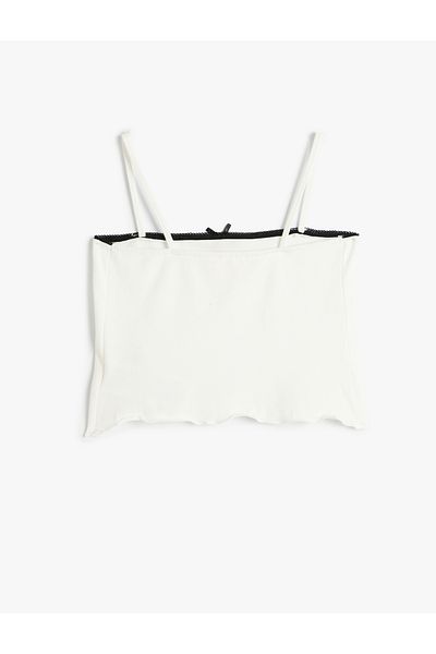 Koton Basic Tank Top with Thin Straps - Slim Fit with Bow Detail