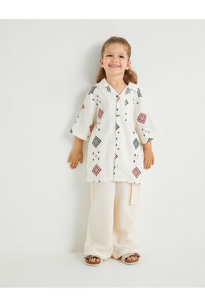 Koton Cotton Single Pocket Short Sleeve Shirt - Print Detail