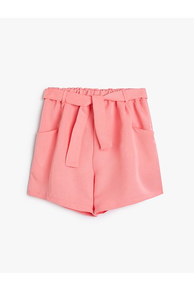 Koton Elastic Waist Shorts with Pockets and Belt Detail
