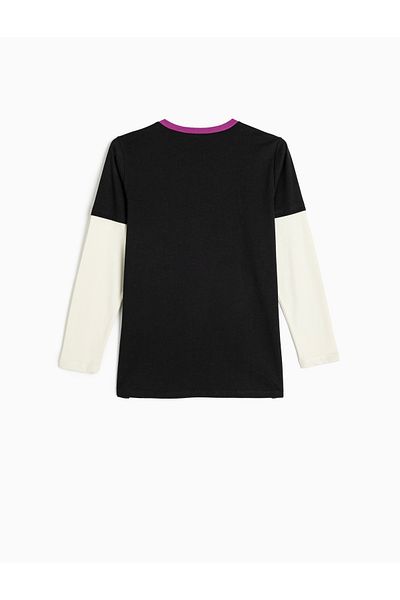 Koton Bavlněné tričko Beetlejuice s dlouhým rukávem - Crew Neck