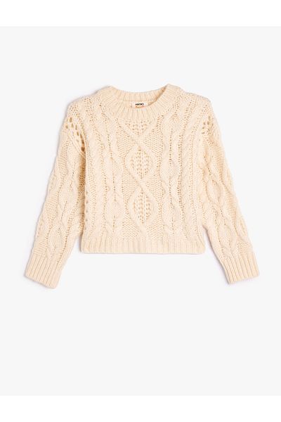 Koton Hosszú ujjú környakú Basic kötöttáru pulóver - Hair Knit Detail