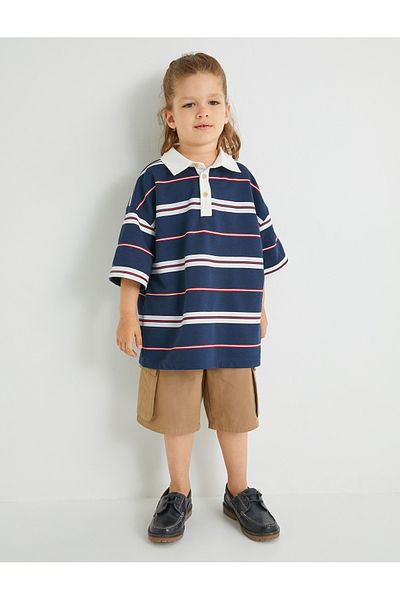 Koton Bavlněné tričko Polo s krátkým rukávem