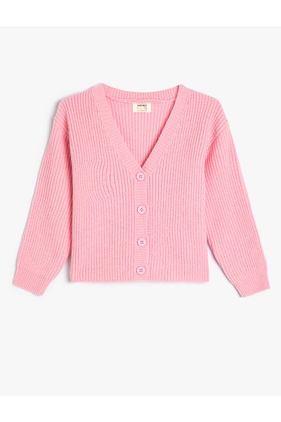 Koton V-Neck Basic Cardigan - Button Detailed