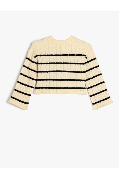 Koton Textured Round Neck Crop Sweater - Long Sleeve