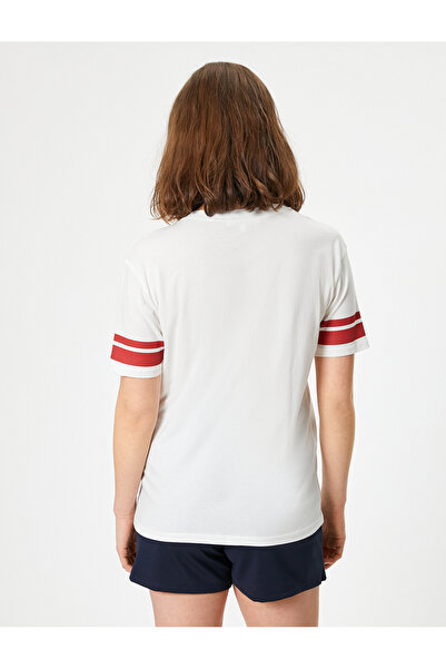 Koton Letter Printed Oversize College T-Shirt - Crew Neck, κοντομάνικο
