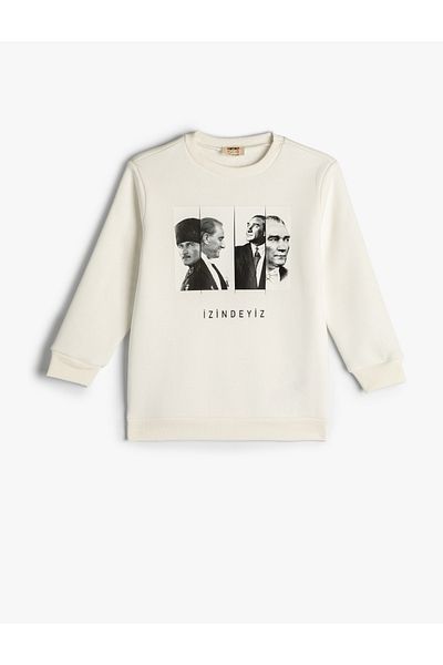 Koton Φούτερ με στάμπα Ataturk Raised Crew Neck