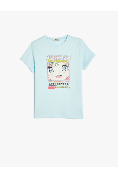 Koton T-Shirt Anime με κοντό μανίκι με λαιμόκοψη