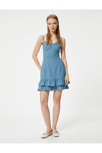 Koton Rochie mini cu bretele detaliată cu volane - A-line Slim Fit