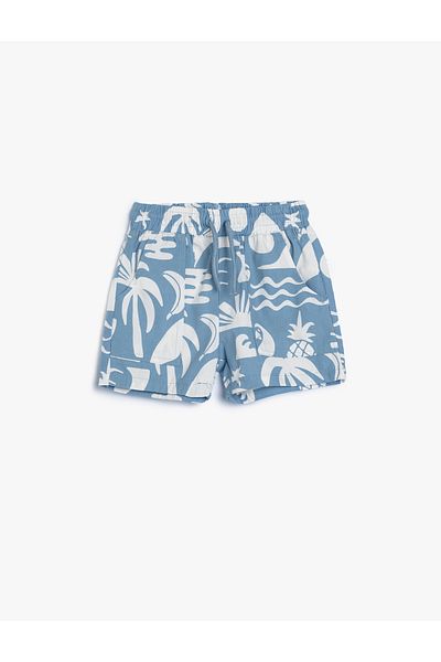 Koton Cotton Printed Shorts - Summer Themed, Waist Tied and Pocketed