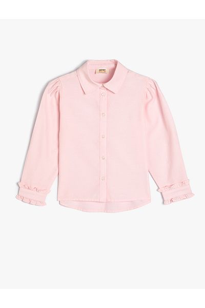 Koton Classic Neckline Ruffle Detail Shirt - Button Closure