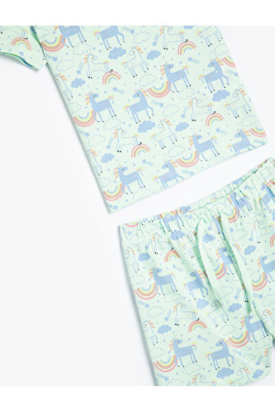Koton Sada bavlněných šortek a trička s potiskem Unicorn