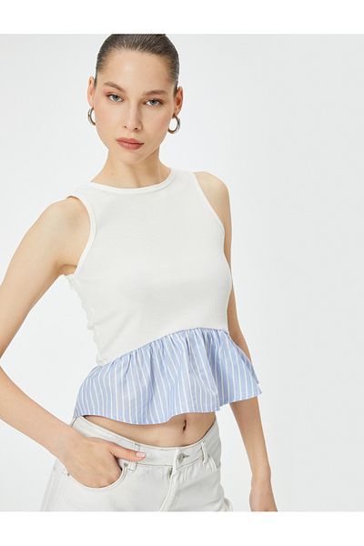 Koton Crew Neck Frilly and Double Fabric Undershirt