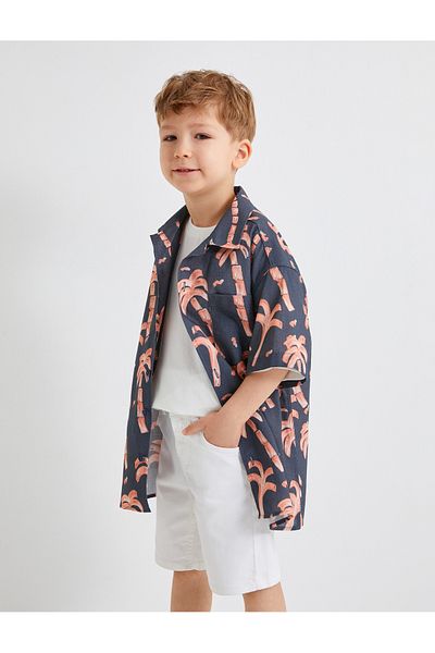 Koton Košile s krátkým rukávem s potiskem Cotton Palm Tree