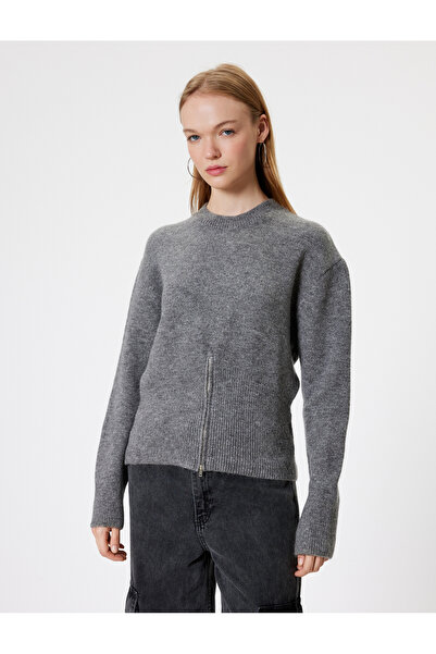 Koton Μακρυμάνικο φούτερ με απαλή υφή με φερμουάρ