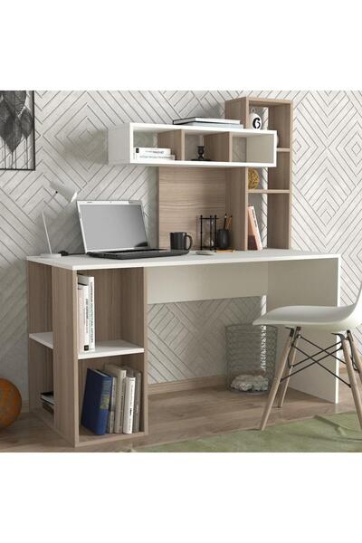 Dekorister Coral Kitaplıklı Çalışma Masası Beyaz-cordoba