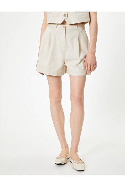 Koton 4sak40486pw 050 Bej Kadın Dokuma Sort