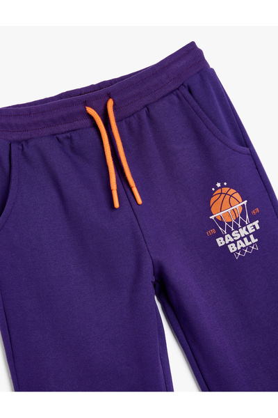 Koton Jogger Eşofman Altı Basketbol Baskılı Beli Bağlamalı Cepli Şardonlu