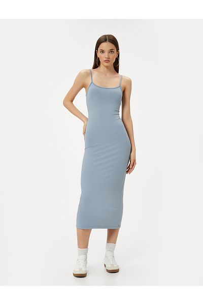 Koton Μολύβι Φόρεμα Maxi Thin Straps Slim Fit