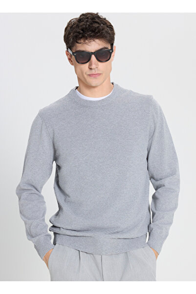 ALTINYILDIZ CLASSICS Altınyıldız Classics Crew Neck Standard Gray Melange Men's Sweater Ace492510287/Trico Cycling Neck