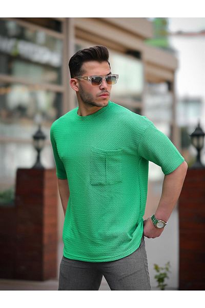 Valiberta Oversize Knitted T-shirt with Pocket Detail - Green