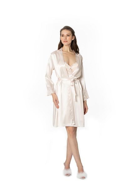 Pierre Cardin Satin Lace Women's Nightgown and Dressing Gown Set - 4050 Inci