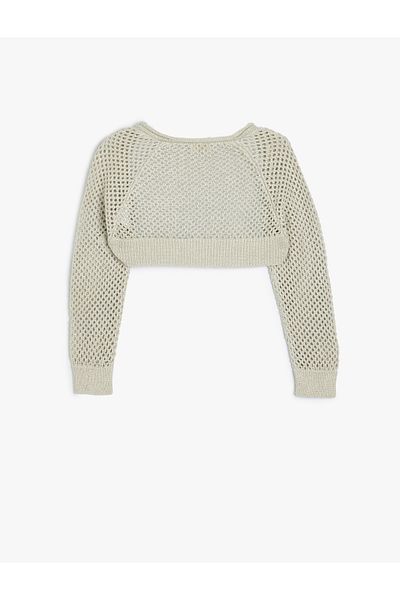 Koton Ζακέτα με ανοιχτόχρωμο Crop Knitwear - Μακρύ μανίκι