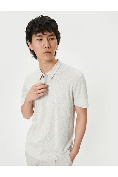 Koton Polo-Shirt Slim Fit mit Knopfleiste, strukturiert, kurze Ärmel