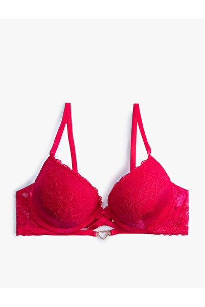 Koton Dantelli Sütyen Balenli Ekstra Dolgulu Kalp Aksesuar Detaylı