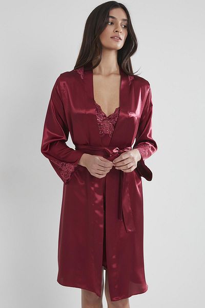Pierre Cardin Set cămașă de noapte și rochie de damă din dantela din satin - 4050 Roșu Claret