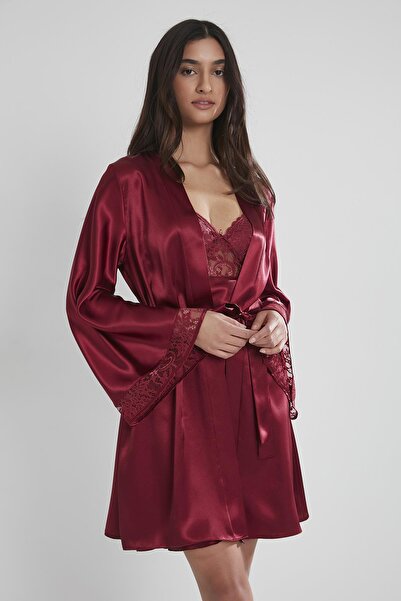 Pierre Cardin Saten Dantelli Gecelik Ve Sabahlık Takımı - 4090