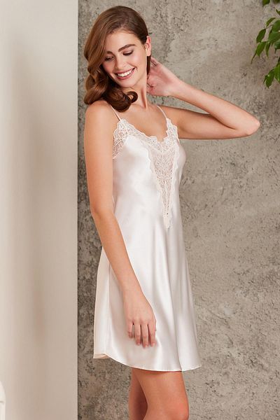 Pierre Cardin Satin Lace Women's Nightgown - 830 Pearl