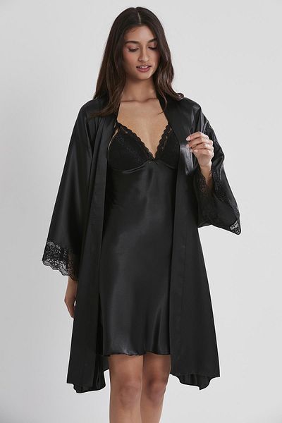 Pierre Cardin Set cămașă de noapte și rochie pentru femei din dantela din satin - 4250 negru