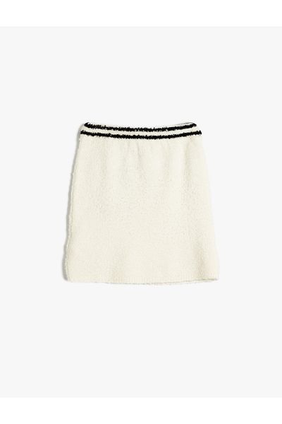 Koton Color Contrast Knitwear Skirt - Button Detailed