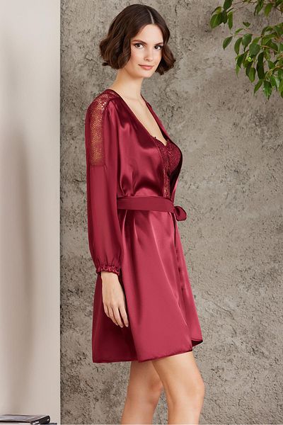 Pierre Cardin Satin Nightgown Dressing Gown Pajama Set Shorts Set 6 Piece Bridal Dowry Set - 6005