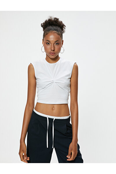 Koton Crew Neck Slim Fit Sleeveless Undershirt - Gathered Front