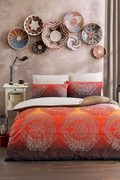 TABEA HOME Η σειρά Soft Dreams |   Σετ Παπλωματοθήκη με διπλό βαμβακερό σχέδιο Lava |   Ελαστικό σεντόνι |