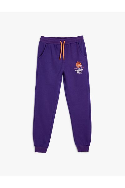 Koton Basketball Printed Jogger Sweatpants - with Waist Tie and Pockets