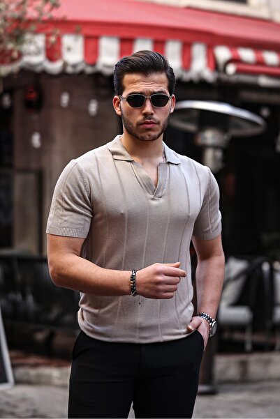 Valiberta Viscose V-Neck Comfortable Knitwear - Beige