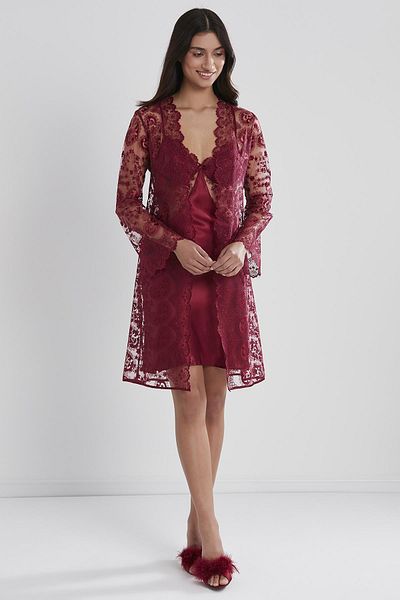 Pierre Cardin Satin Six-Piece Bridal Dowry Set - 6225 Claret Red