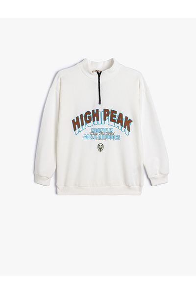 Koton Mikina s potištěným stojáčkem - poloviční zip