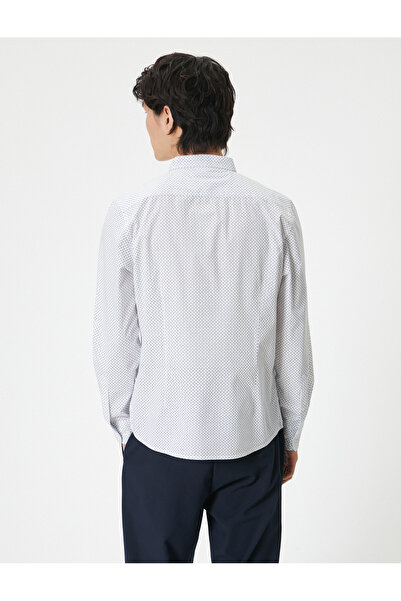 Koton Βαμβακερό πουκάμισο Slim Fit - Μισό Ιταλικό Γιακά με Κουμπιά